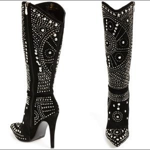 Lola Pointy Toe Studded Boot Black Lauren Lorraine